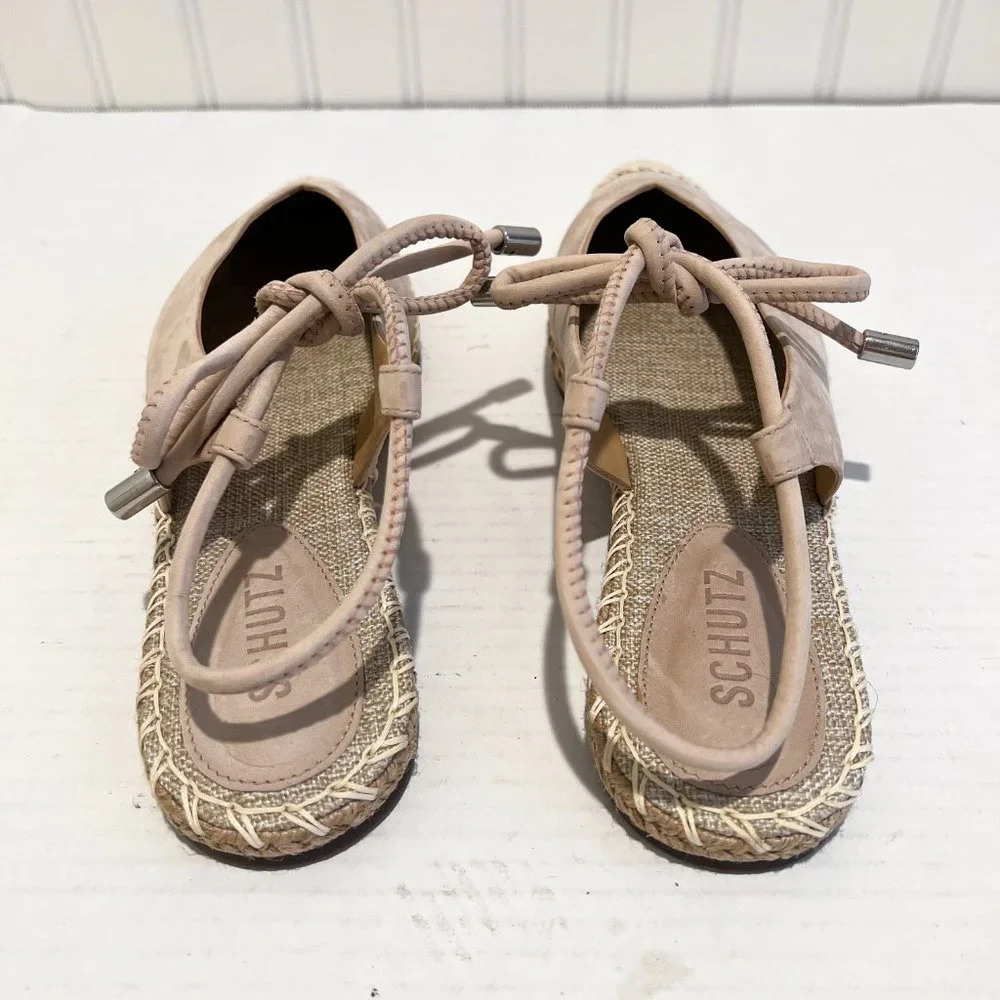 Shutz Laba Slingback Ankle Tie Classic Girly Bohemian Espadrille Flats 8.5 - Picture 7 of 8